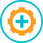 An icon showing a cog with a medical cross in the middle, representing experimental medicine.